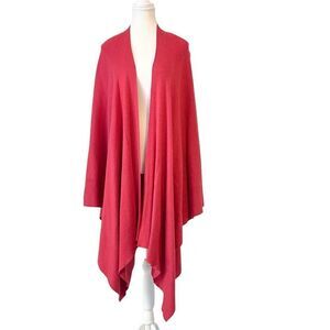 J. Jill  Ribbed Wrap Shawl Sweater Poncho One Size Pink Cotton Blend